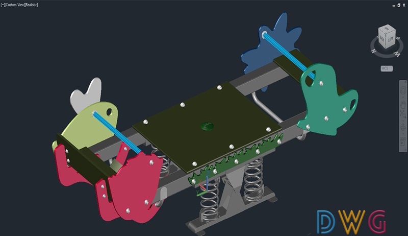 دانلود فایل اتوکد الاکلنگ سه‌بعدی | Seesaw 3D