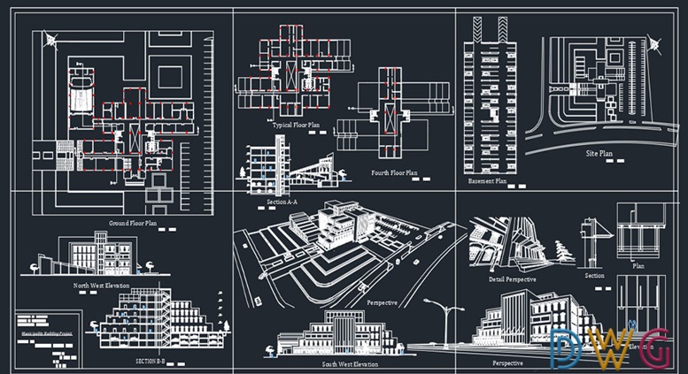 دانلود فایل نقشه اتوکد ساختمان شهرداری | Municipality Building Autocad Project