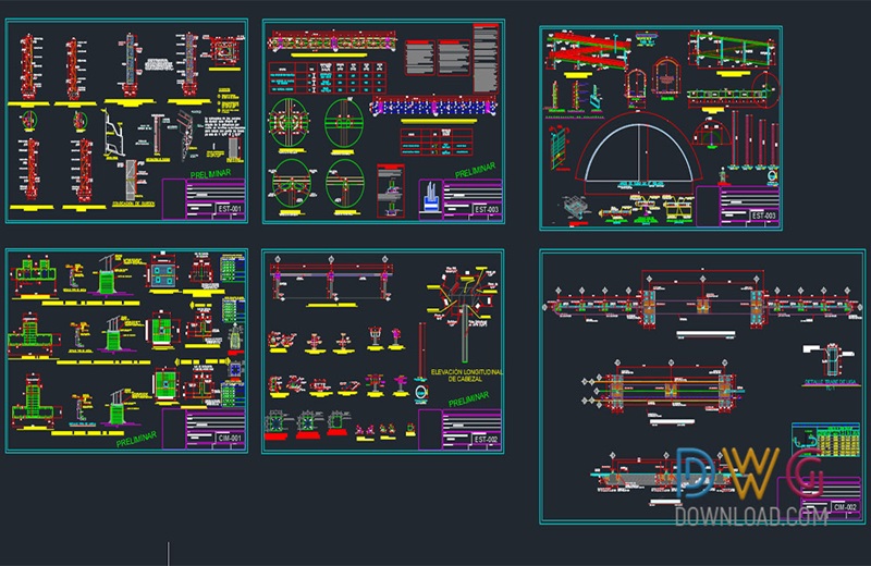 دانلود فایل نقشه اتوکد پل عابر پیاده | Pedestrian Bridge Autocad Detail Drawing