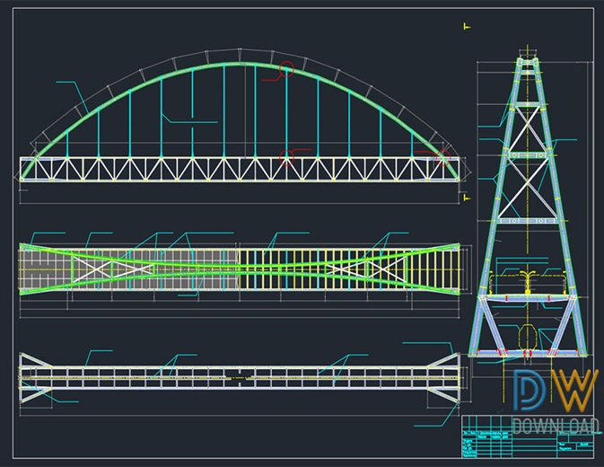 دانلود فایل نقشه اتوکد جزئیات پل روی رودخانه | Bridge Across The River Detail Drawing