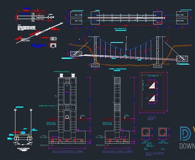دانلود فایل اتوکد نقشه فنی و معماری پل | Bridge Technical Architectural Drawing