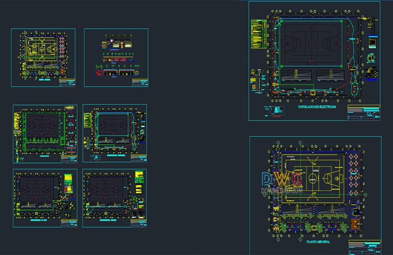 دانلود فایل نقشه اتوکد پروژه مجموعه ورزشی کوچک | Mini Sports Complex DWG Project