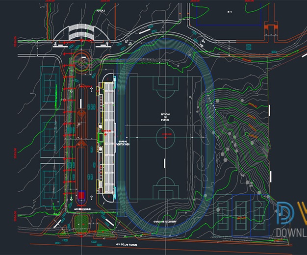 دانلود فایل نقشه اتوکد پروژه توپولوژیک استادیوم بزرگ | Wide Stadium Topological Project