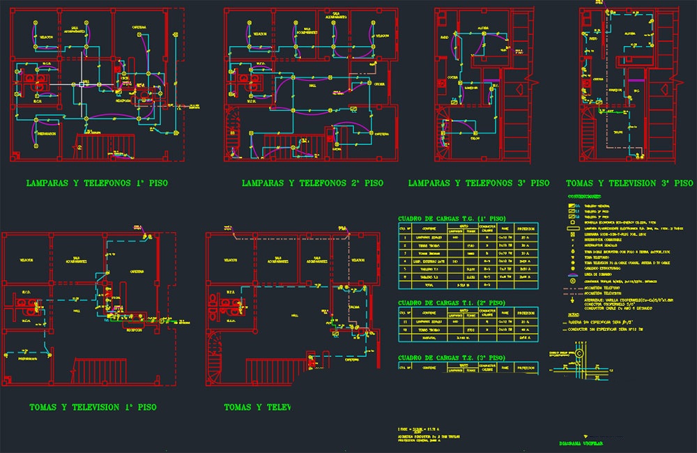 دانلود فایل اتوکد نقشه تأسیسات برق خانه | House Electrician Project Free DWG