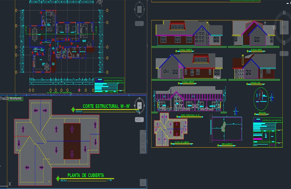 دانلود فایل اتوکد نقشه خانه یک‌طبقه | Single Level House DWG Drawing