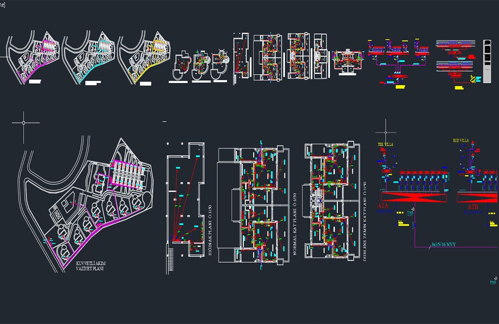 دانلود فایل اتوکد پروژه ویلای جمعی همراه با محاسبات کامل | Collective Villa Project Drawing and All Calculations DWG