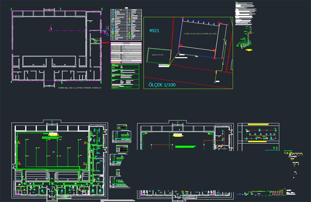 دانلود فایل اتوکد پروژه کامل باشگاه ورزشی همراه با محاسبات | Gym DWG Project Drawing and All Calculations