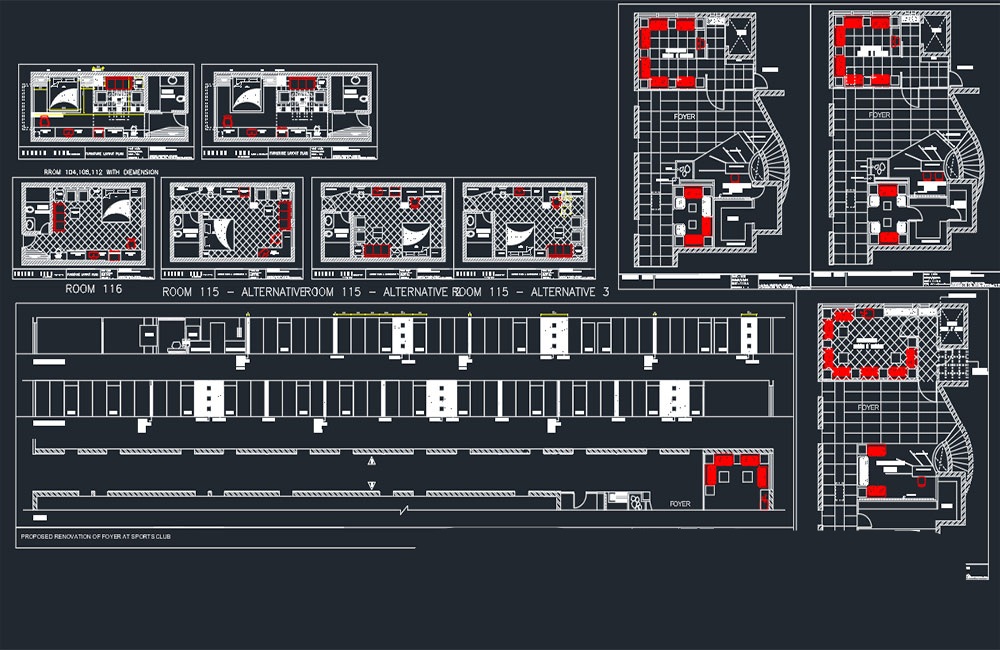دانلود فایل اتوکد پروژه معماری هتل و مرکز ورزشی | Hotel Sport Center Free DWG Architectural Project