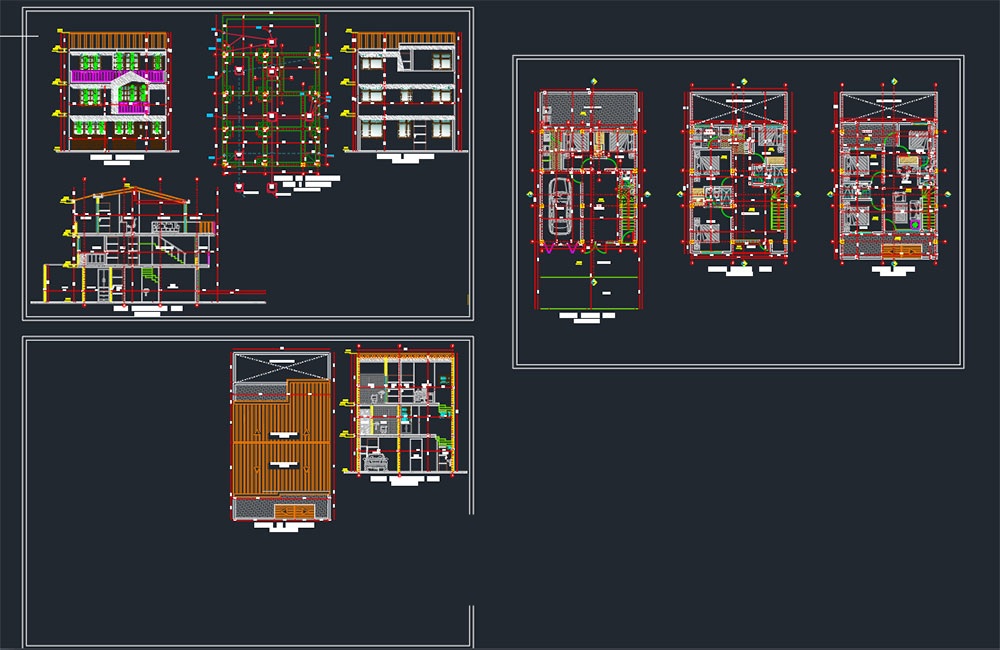 دانلود فایل اتوکد نقشه خانه ویلایی ۳ طبقه مستقل | 3 Level Detached House DWG File