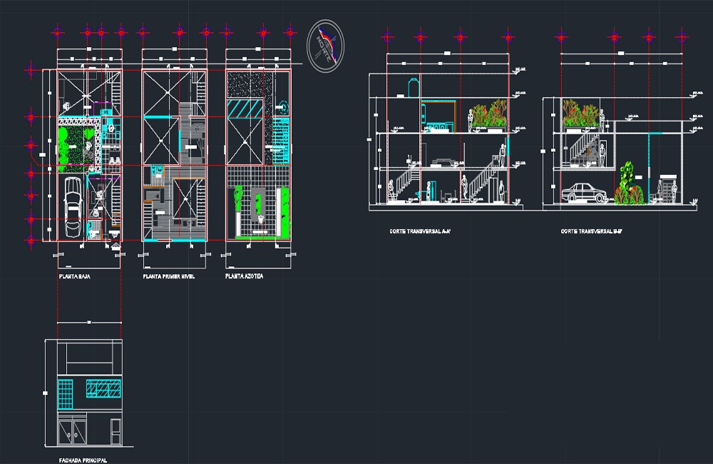 دانلود فایل اتوکد پروژه خانه آمریکایی | American House AutoCAD Project DWG