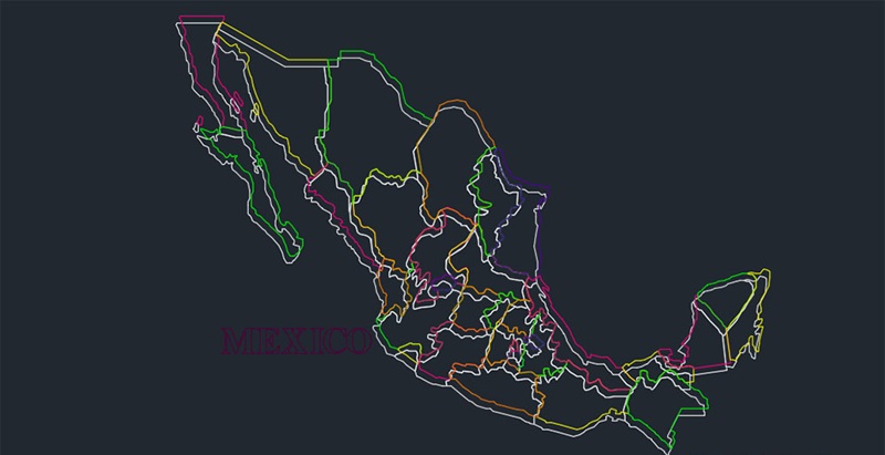 دانلود فایل اتوکد نقشه مکزیک | Mexico Map DWG