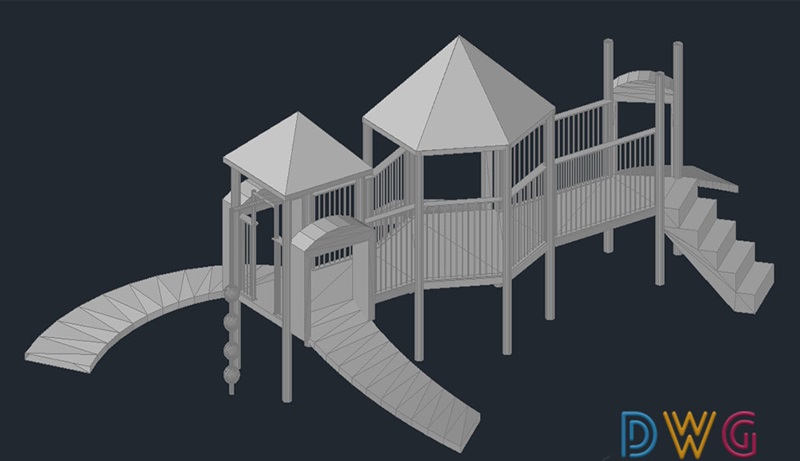 دانلود فایل اتوکد پارک بزرگ سه‌بعدی کودکان | Children 3D Big Park DWG Download
