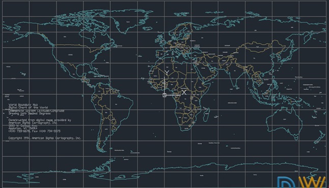 دانلود فایل اتوکد نقشه دوبعدی جهان | Worldmap 2D Map DWG Download