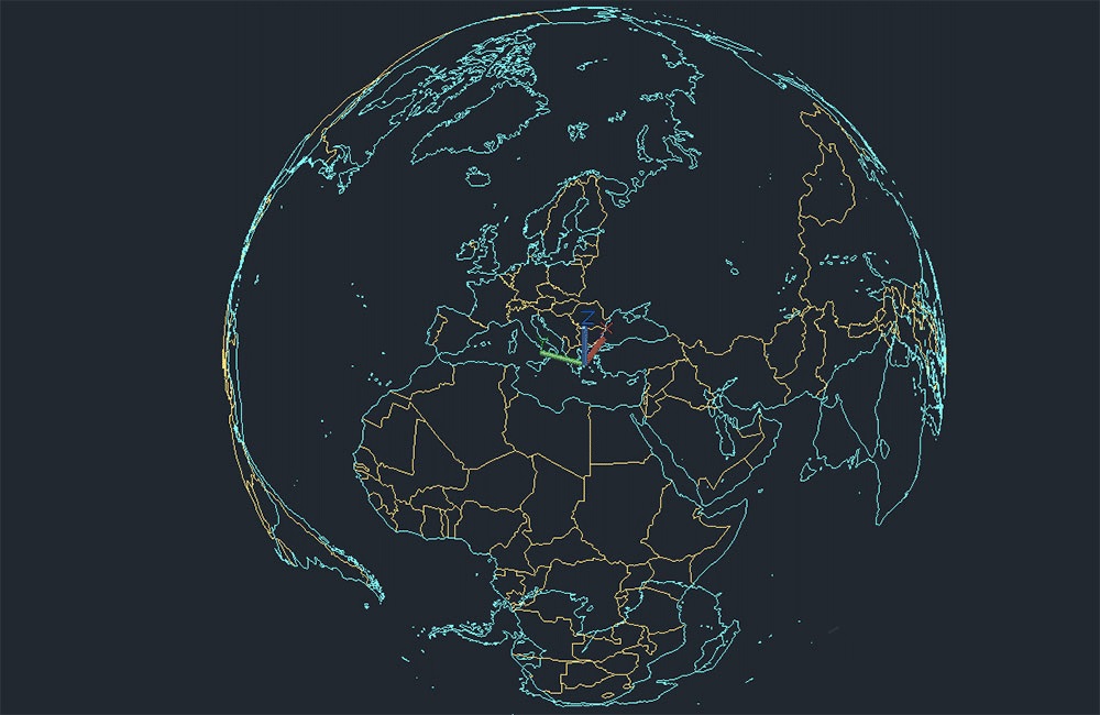 دانلود فایل اتوکد نقشه سه‌بعدی جهان | World Map 3D Download