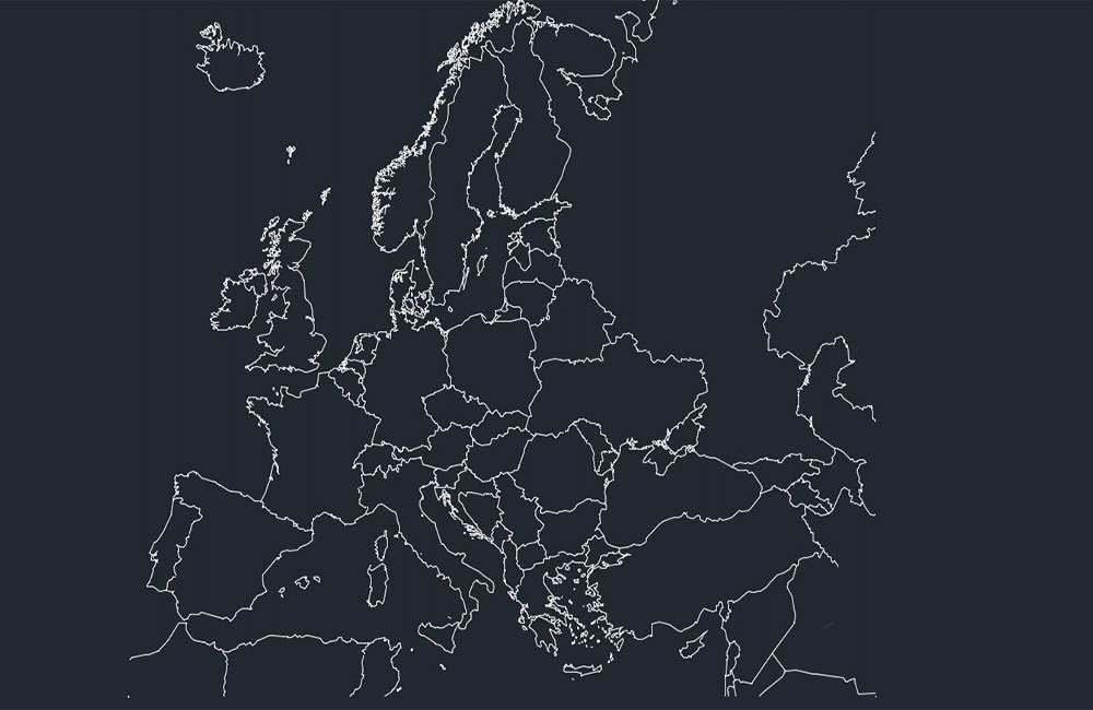 دانلود فایل اتوکد نقشه اروپا | Europe Map DWG Download