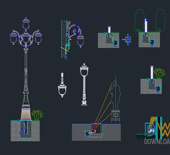 دانلود فایل نقشه اتوکد طراحی نورپردازی شهری | Urban Lighting Design DWG Download