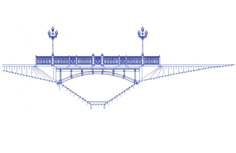 دانلود فایل نقشه اتوکد پل با چراغ‌های خیابانی | Bridge with Street Lights DWG Download