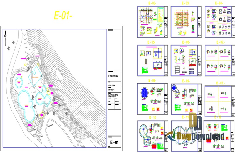 دانلود فایل نقشه اتوکد دیتیل پارک آبی | Aquatic Park Detail DWG Download