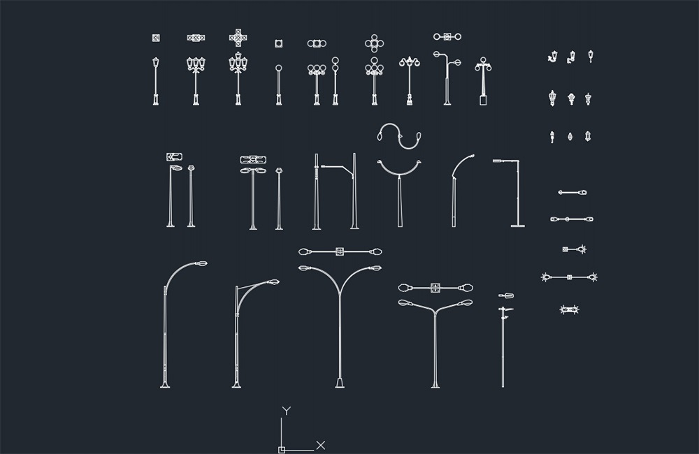 دانلود فایل نقشه اتوکد چراغ خیابانی | Street Lightings CAD Blocks DWG Download