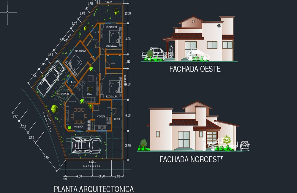 دانلود فایل اتوکد نقشه خانه ییلاقی مدرن | Modern Bungalow Project DWG