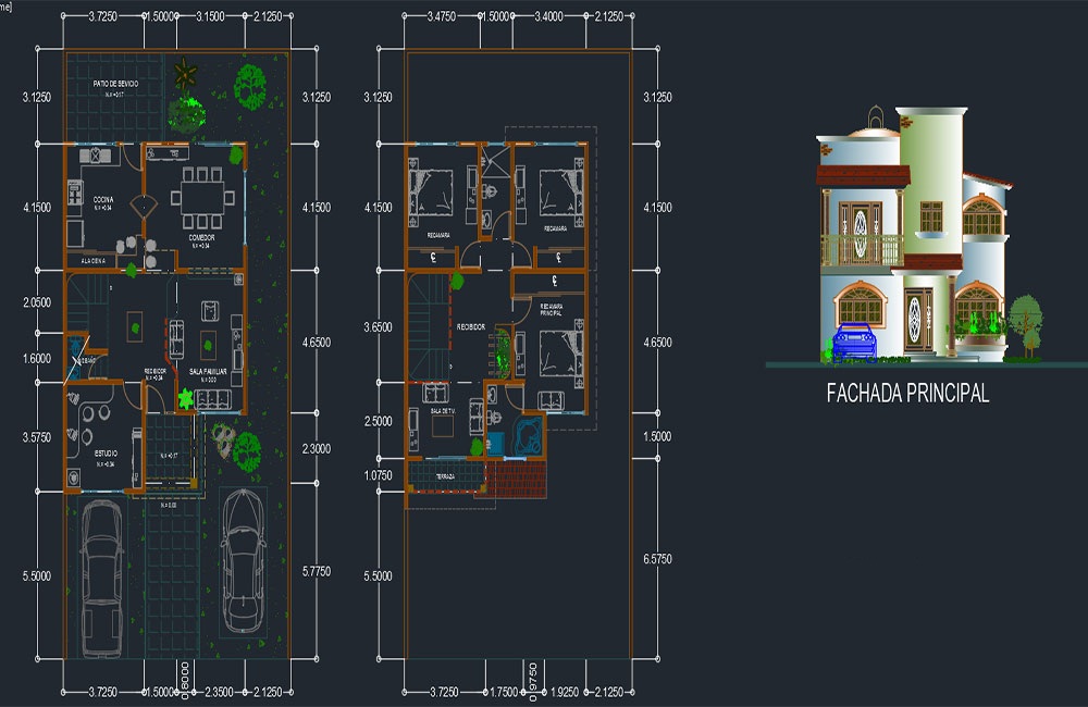 دانلود فایل اتوکد نقشه خانه ییلاقی مدرن ۲ | Modern Bungalow Project 2 DWG
