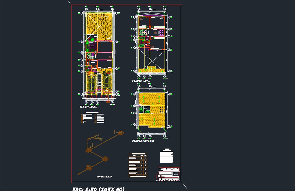 دانلود فایل اتوکد تأسیسات بهداشتی خانه سه خوابه | Sanitation Facilities of Three Bedroom House DWG