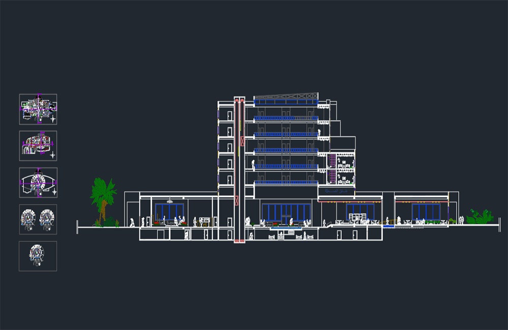 دانلود فایل اتوکد نقشه هتل دایره‌ای | Round Hotel DWG Drawing