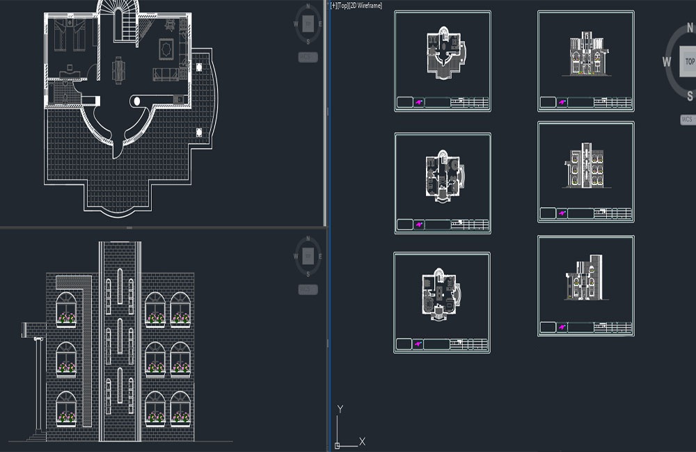 دانلود فایل اتوکد نقشه بنگالو سنتی | Traditional Bungalow CAD DWG