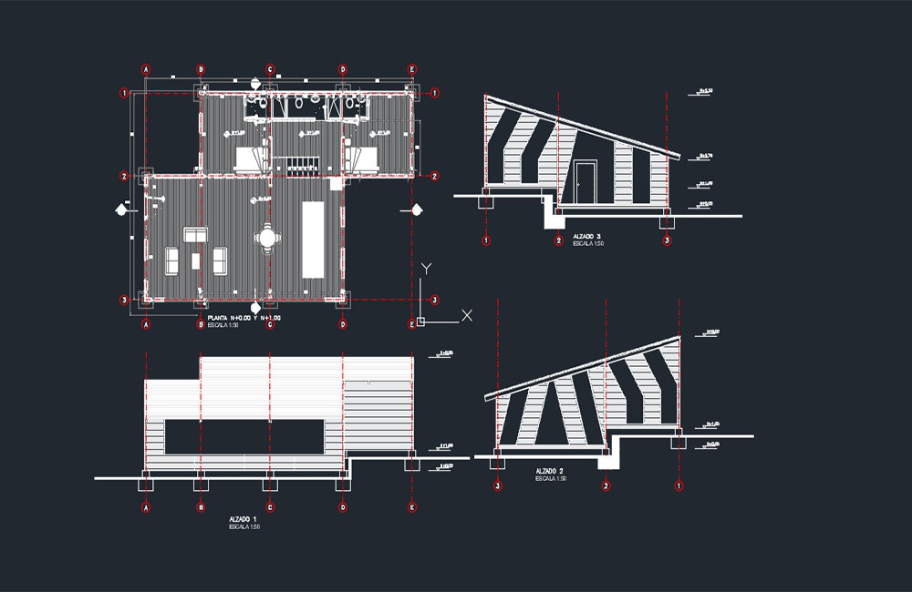 دانلود فایل اتوکد نقشه خانه چوبی | Wooden House DWG