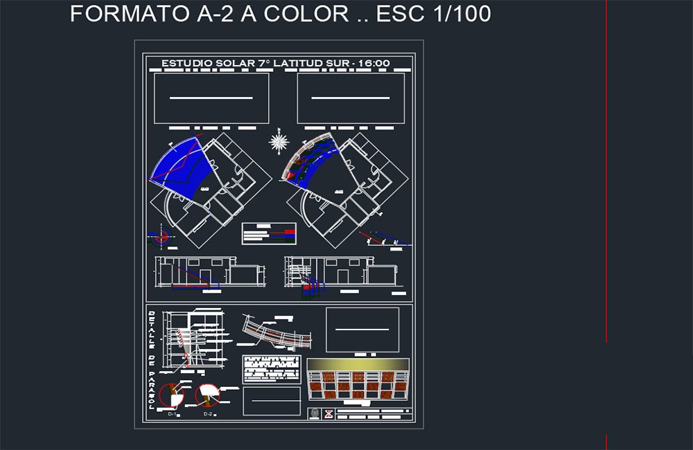انلود فایل اتوکد مطالعه تابش خورشید با سایه‌بان | Solar Study with Aparasol AutoCAD DWG