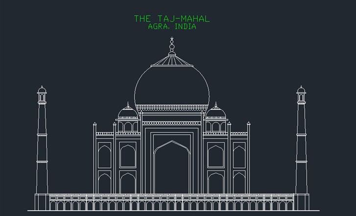 دانلود فایل اتوکد نقشه دو بعدی تاج محل | Taj Mahal 2D Free DWG Download