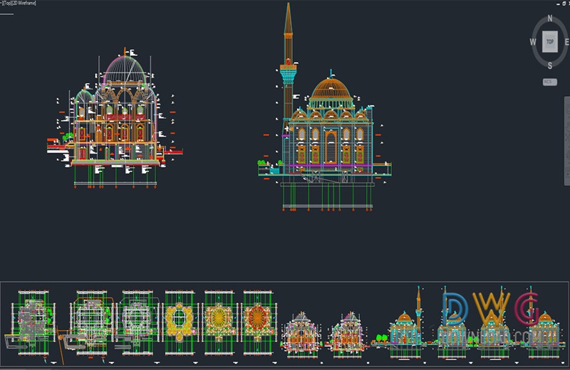 دانلود فایل اتوکد نقشه جزئیات معماری مسجد | Mosque Architectural Detail Project DWG