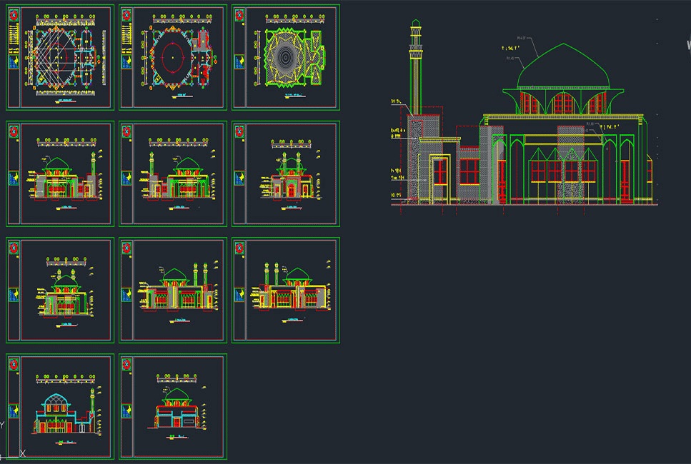 دانلود فایل نقشه اتوکد پروژه مسجد 1 | Mosque Project 1 DWG Download