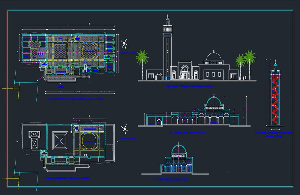 دانلود فایل نقشه اتوکد پروژه مسجد 2 | Mosque Project 2 DWG Download