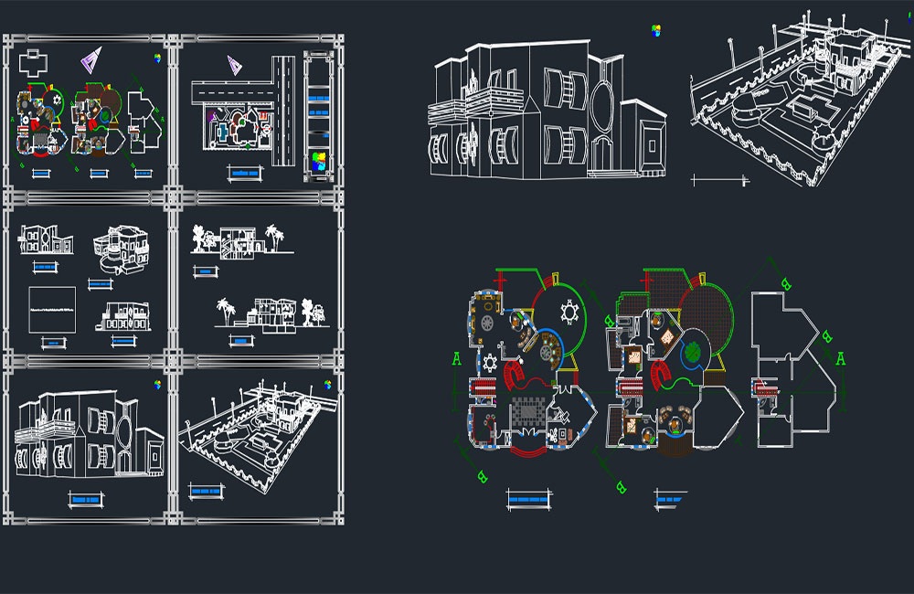 دانلود فایل اتوکد نقشه ویلای لوکس 2 | Luxury Villa DWG Project 2