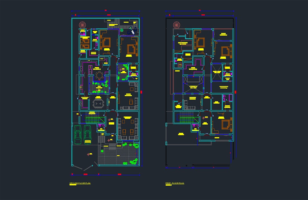 دانلود فایل اتوکد نقشه خانه 450 متر مربعی | 450 Sqm House Project DWG