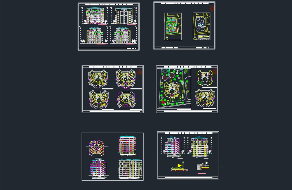 دانلود فایل اتوکد پروژه معماری آپارتمان چند طبقه | Multi Storey Apartment Architectural Project Design DWG