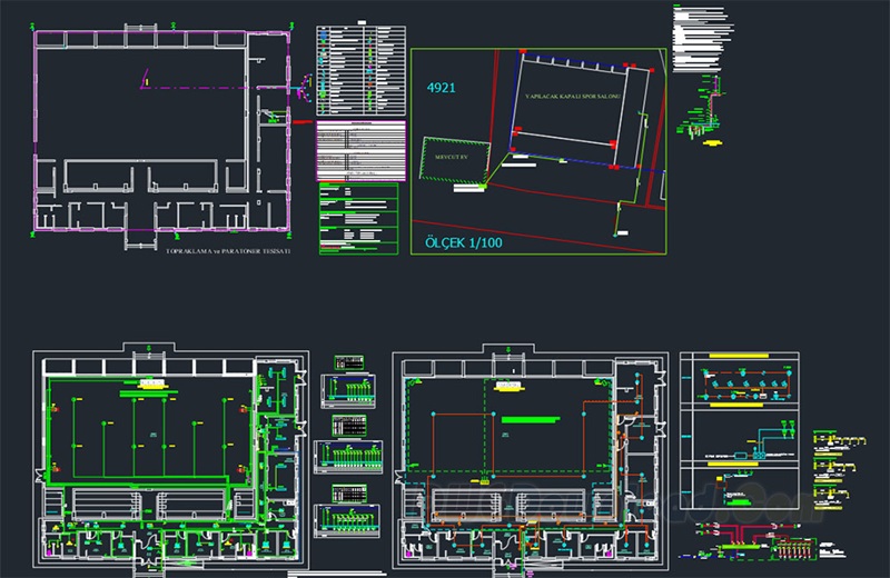 دانلود فایل نقشه اتوکد پروژه سالن ورزشی | Gym DWG Project Drawing And All Calculations