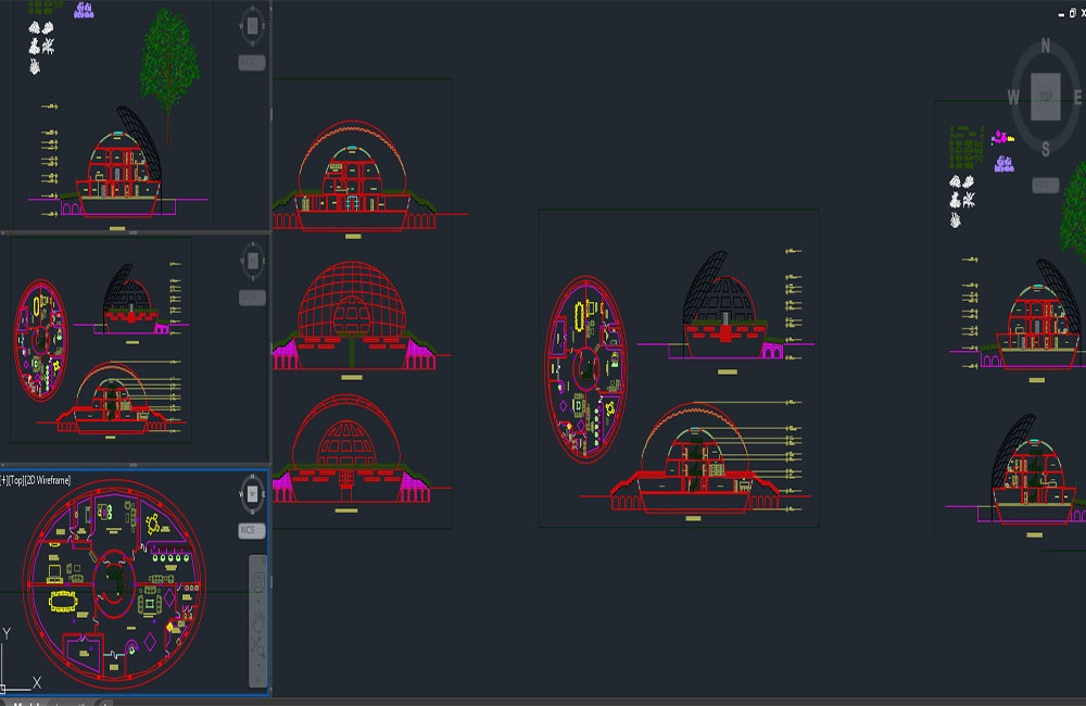 دانلود فایل اتوکد پروژه خانه دایره‌ای | Round House DWG Project