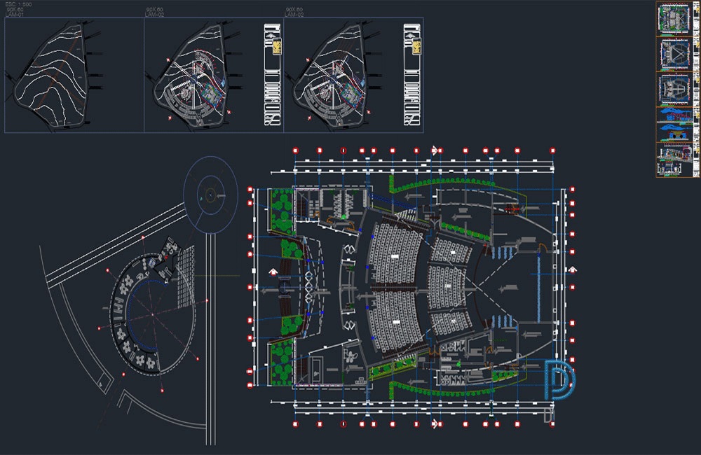 دانلود فایل نقشه اتوکد پروژه کامل مرکز فرهنگی | Cultural Center Full DWG Project