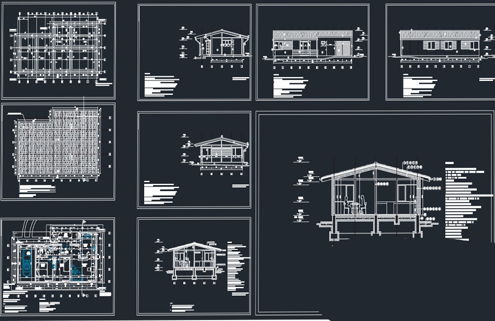 دانلود فایل اتوکد جزئیات ویلای یک‌طبقه | Bungalow House Detailed Drawing DWG Download
