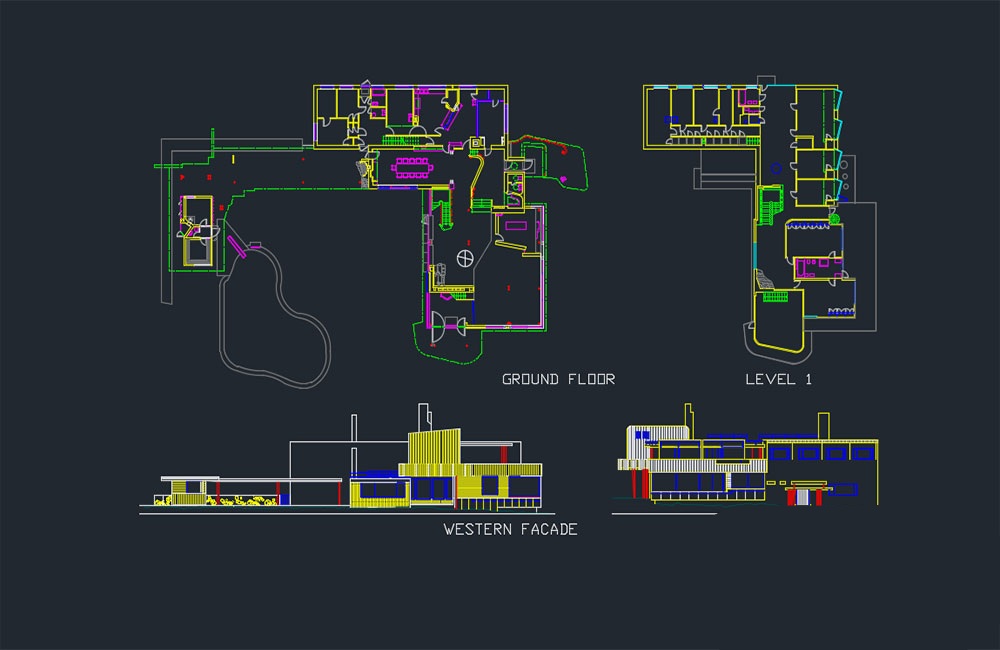 دانلود فایل اتوکد پروژه ویلا با استخر | Villa Project With Pool DWG Download