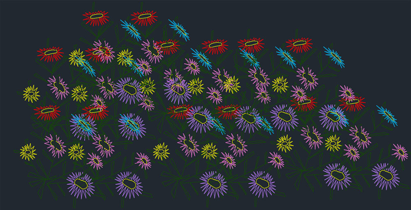 دانلود فایل طراحی اتوکد بلوک‌های گل | Flowers CAD Blocks