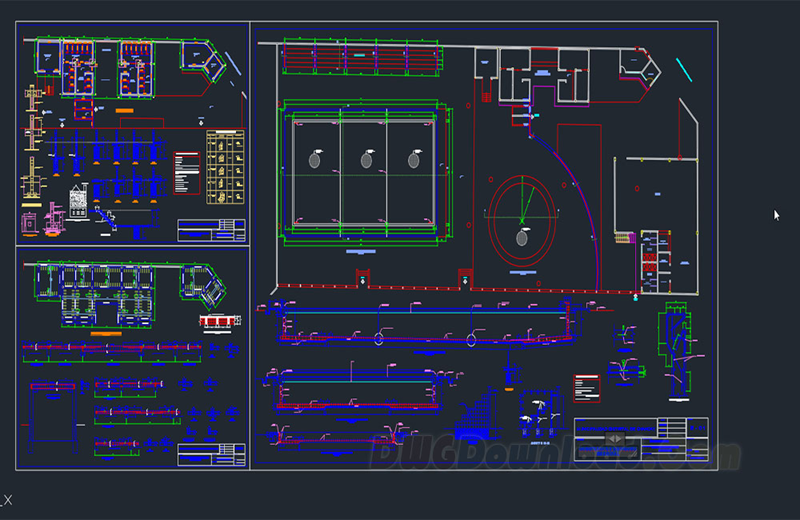 دانلود فایل اتوکد نقشه اجرایی ساخت استخر شهری | Pool Construction Municipality DWG Drawing