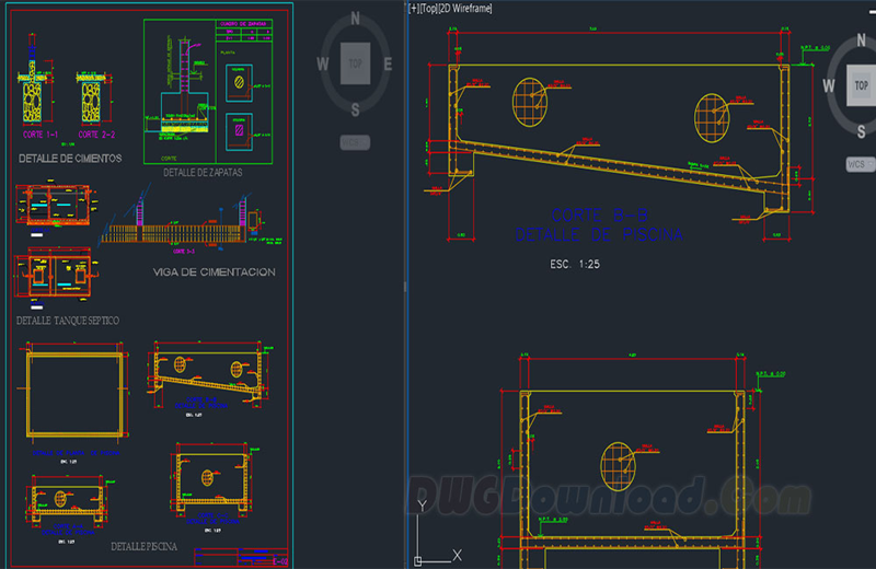 دانلود فایل پروژه اتوکد فونداسیون استخر خانه ساحلی | Beach House Swimming Pool Foundation DWG Project