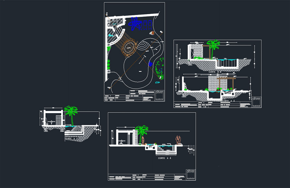 دانلود فایل نقشه اتوکد دیتیل استخر و جکوزی | Pool And Jacuzzi Detail Drawing